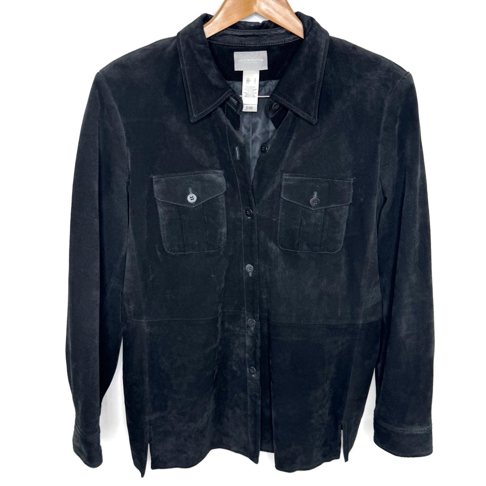 Liz Claiborne Collection Vintage Heavy Suede Black Jacket Excellent Condition L